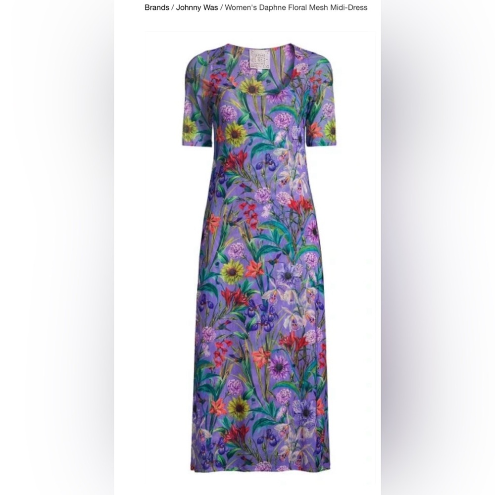 JOHNNY WAS DAPHNE MESH PRINT MIDI DRESS
